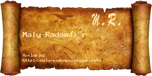 Maly Radomér névjegykártya